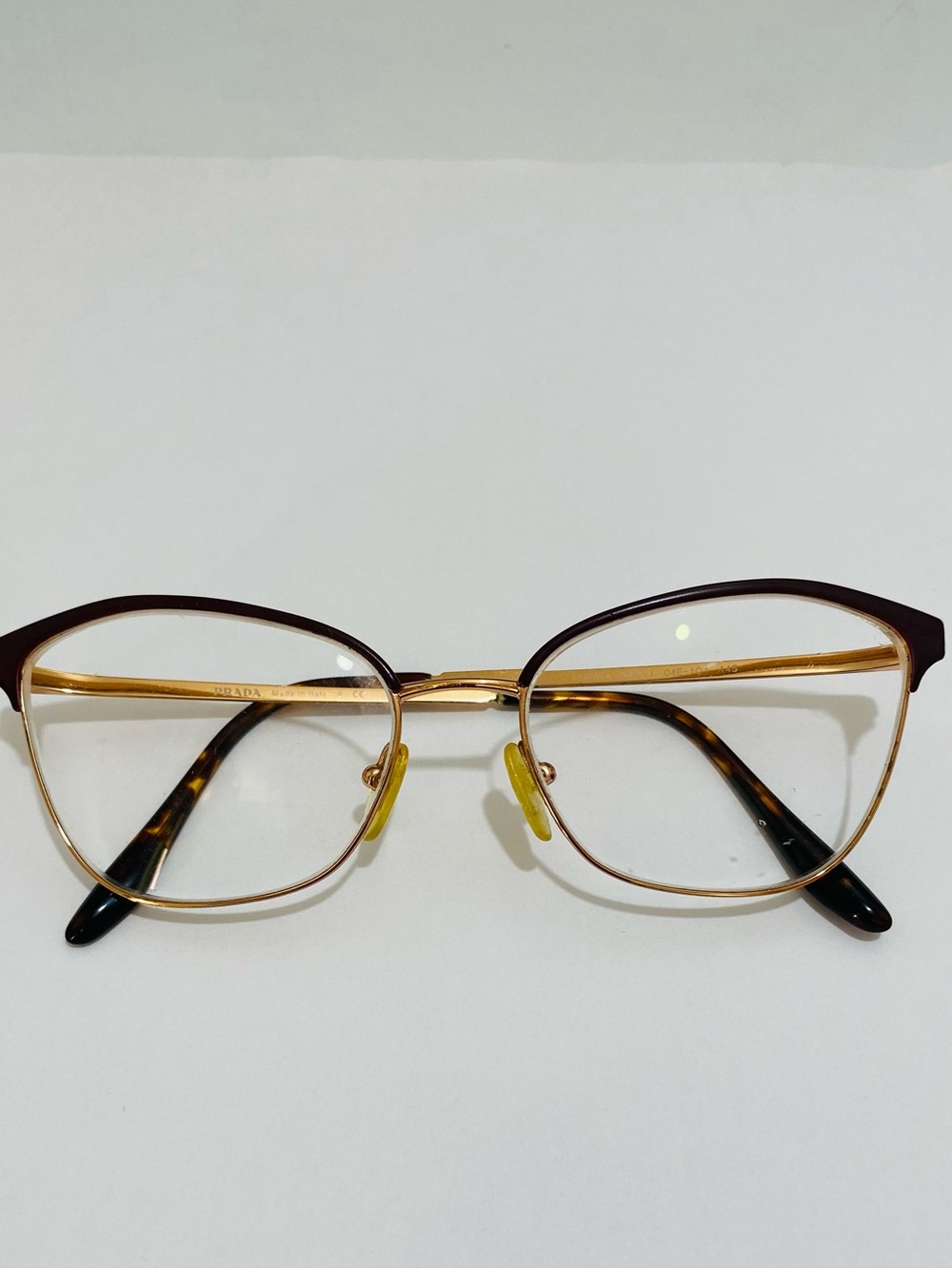Prada Women's Gold Metal Frames with Brown Trim